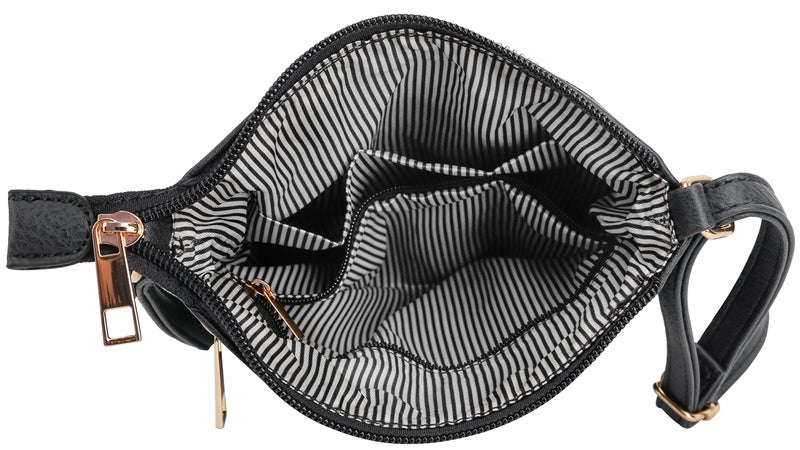 DELUXITY Crossbody Purse Bag Shoulder Bag Multi Pocket Zipper Purse | Black - Image 4